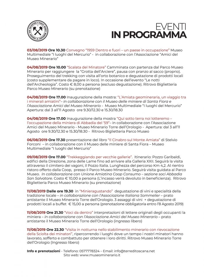 programma del festiva delle tradizioni minerarie