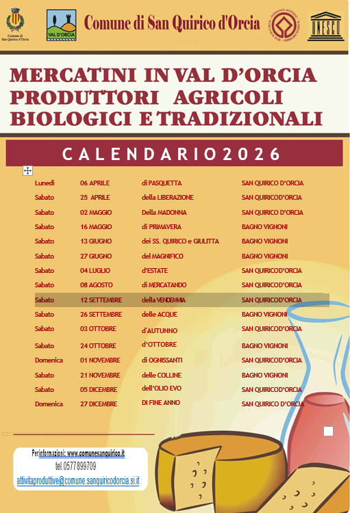 Mercatini in val d'orcia 2026